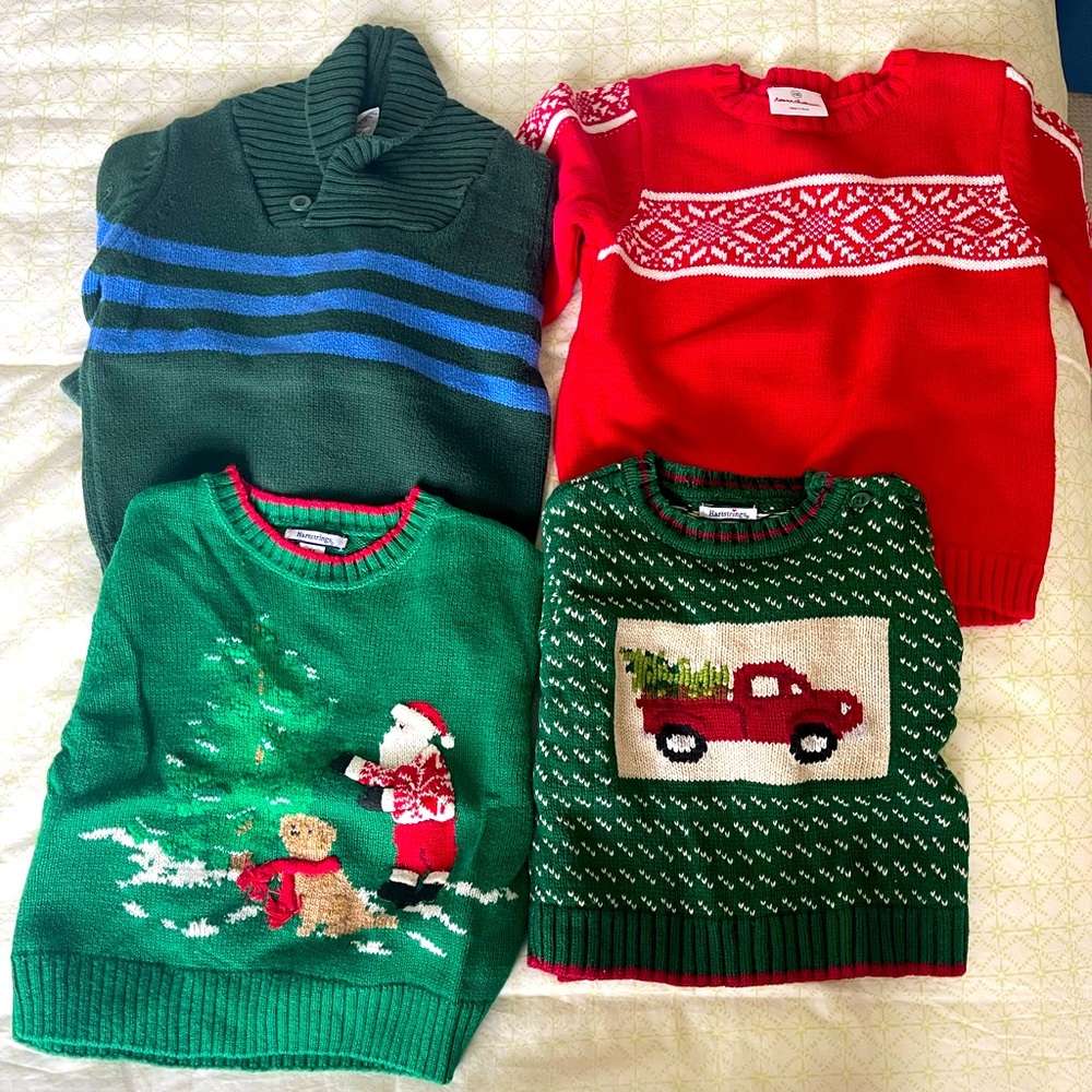 Boys Christmas sweaters 12m, 2T, 100 and 3/4